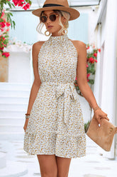 Neckholder-Minikleid mit Blumendruck